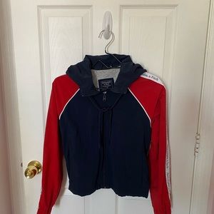abercrombie and fitch navy and red windbreaker